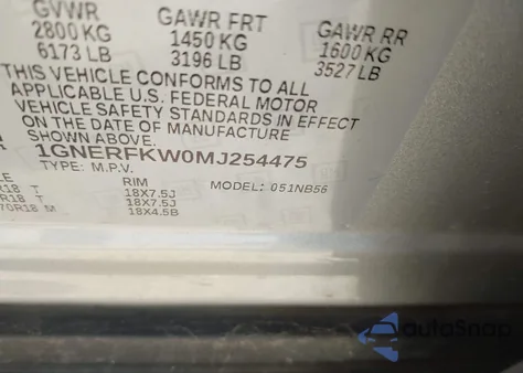 2021 Chevrolet Traverse Fwd Ls из США, поврежденный, VIN 1GNERFKW0MJ254475